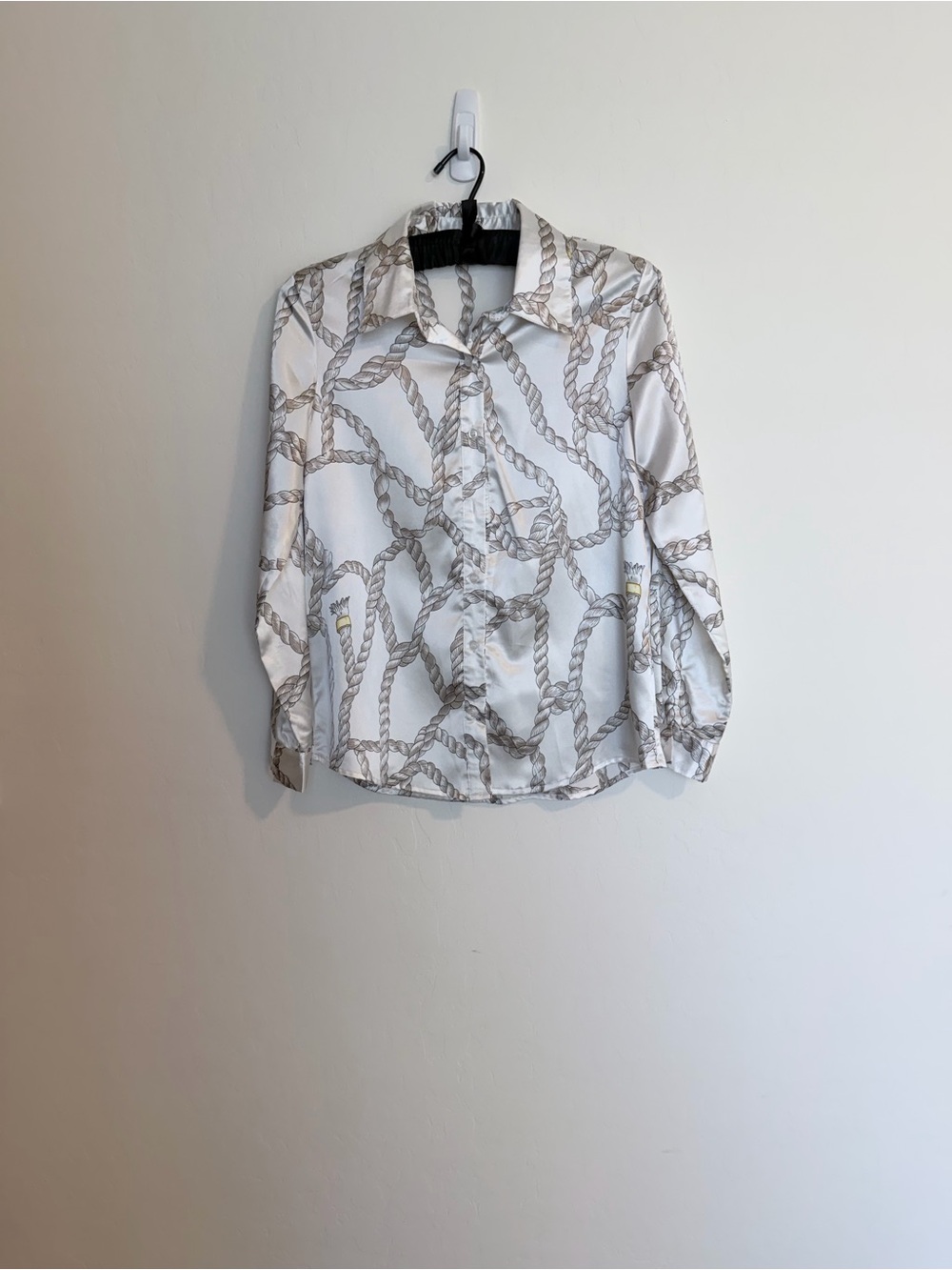 Mango White Rope-Print Button-Up Blouse - Picture 10 of 10